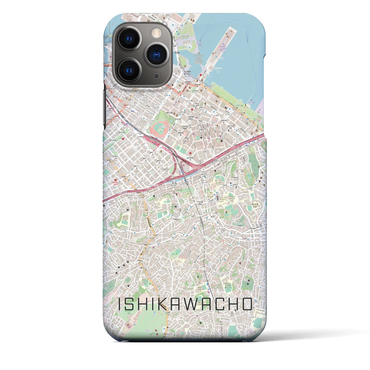 【石川町】地図柄iPhoneケース（バックカバータイプ・ナチュラル）iPhone 11 Pro Max 用