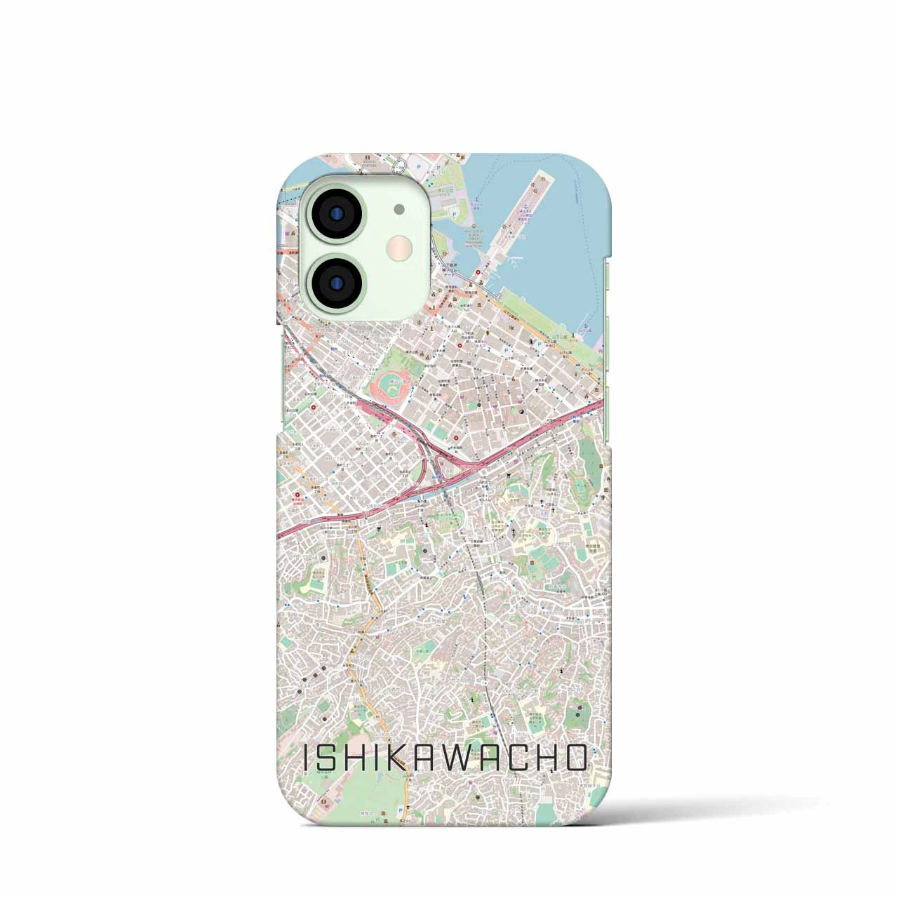【石川町】地図柄iPhoneケース（バックカバータイプ・ナチュラル）iPhone 12 mini 用
