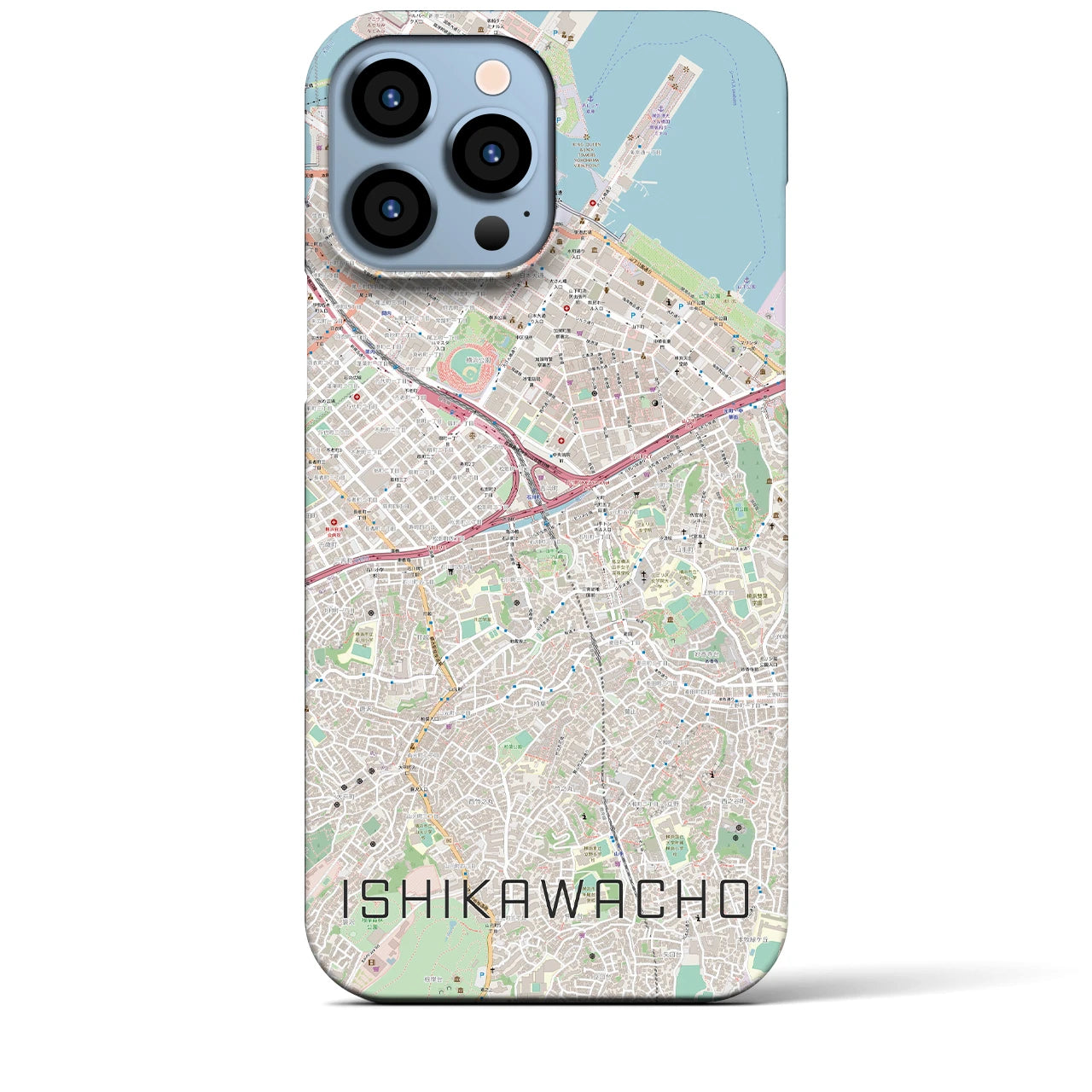 【石川町】地図柄iPhoneケース（バックカバータイプ・ナチュラル）iPhone 13 Pro Max 用