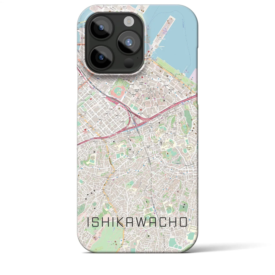 【石川町】地図柄iPhoneケース（バックカバータイプ・ナチュラル）iPhone 15 Pro Max 用