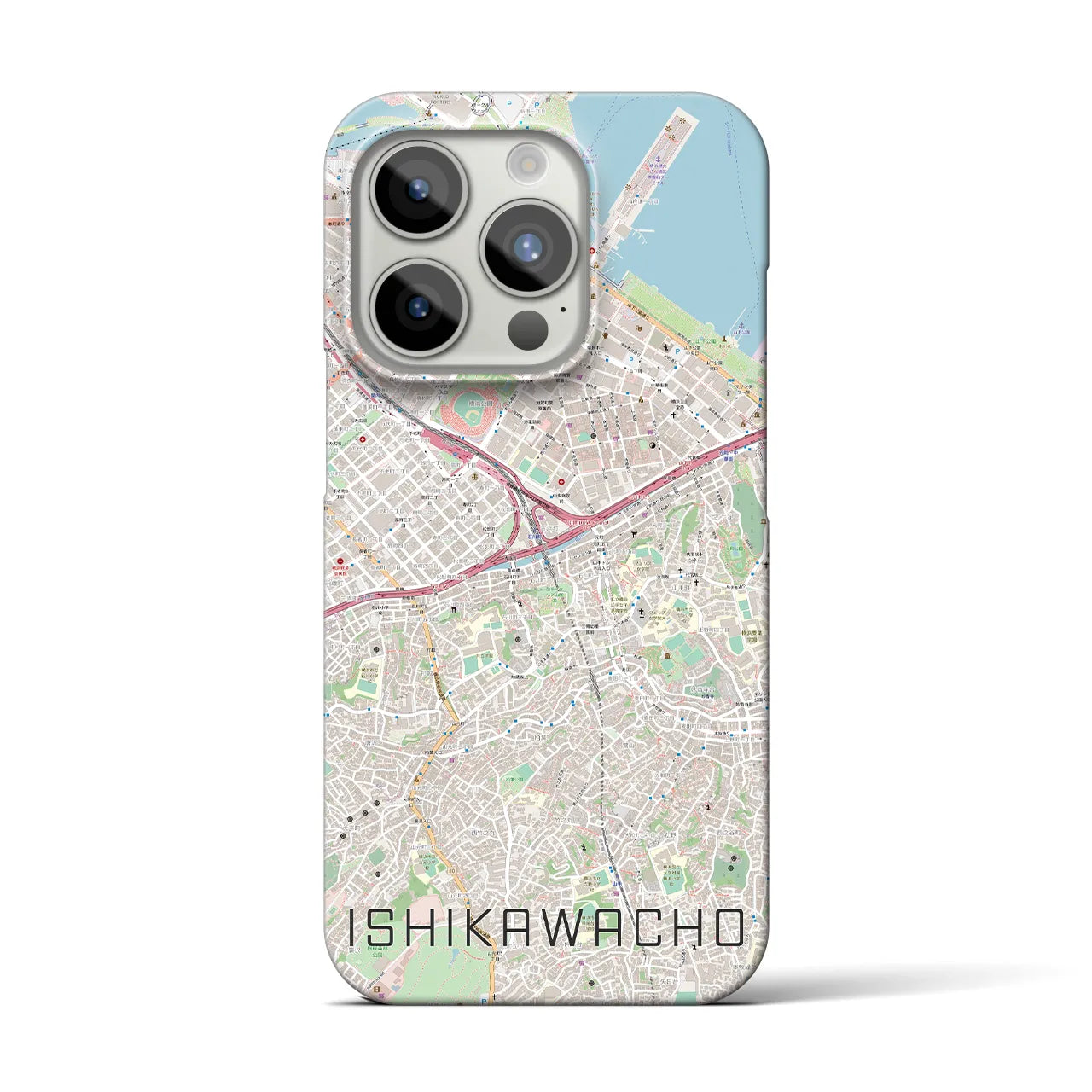【石川町】地図柄iPhoneケース（バックカバータイプ・ナチュラル）iPhone 15 Pro 用