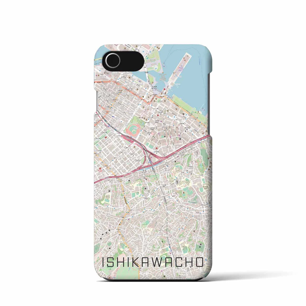 【石川町】地図柄iPhoneケース（バックカバータイプ・ナチュラル）iPhone SE（第3 / 第2世代） / 8 / 7 / 6s / 6 用