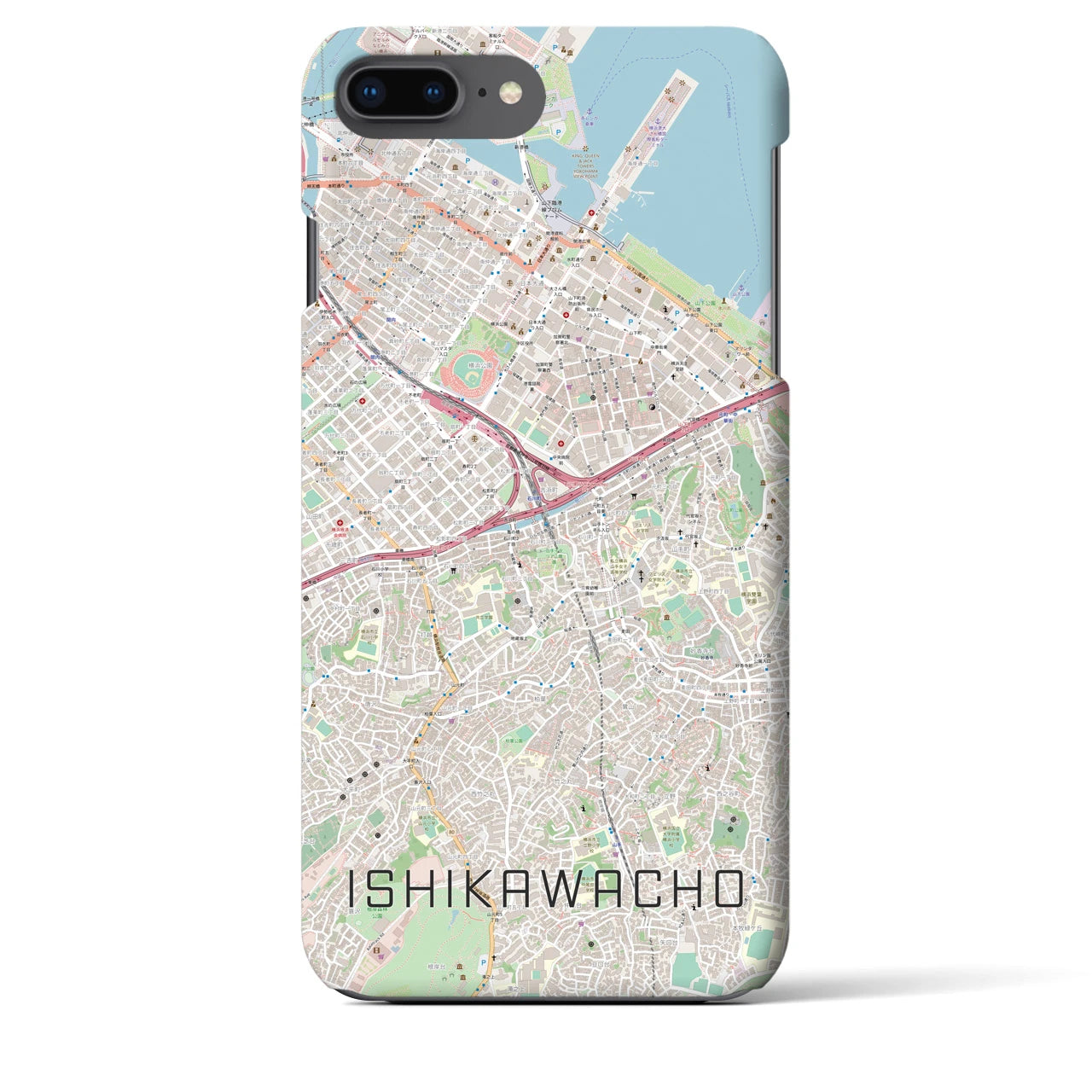 【石川町】地図柄iPhoneケース（バックカバータイプ・ナチュラル）iPhone 8Plus /7Plus / 6sPlus / 6Plus 用