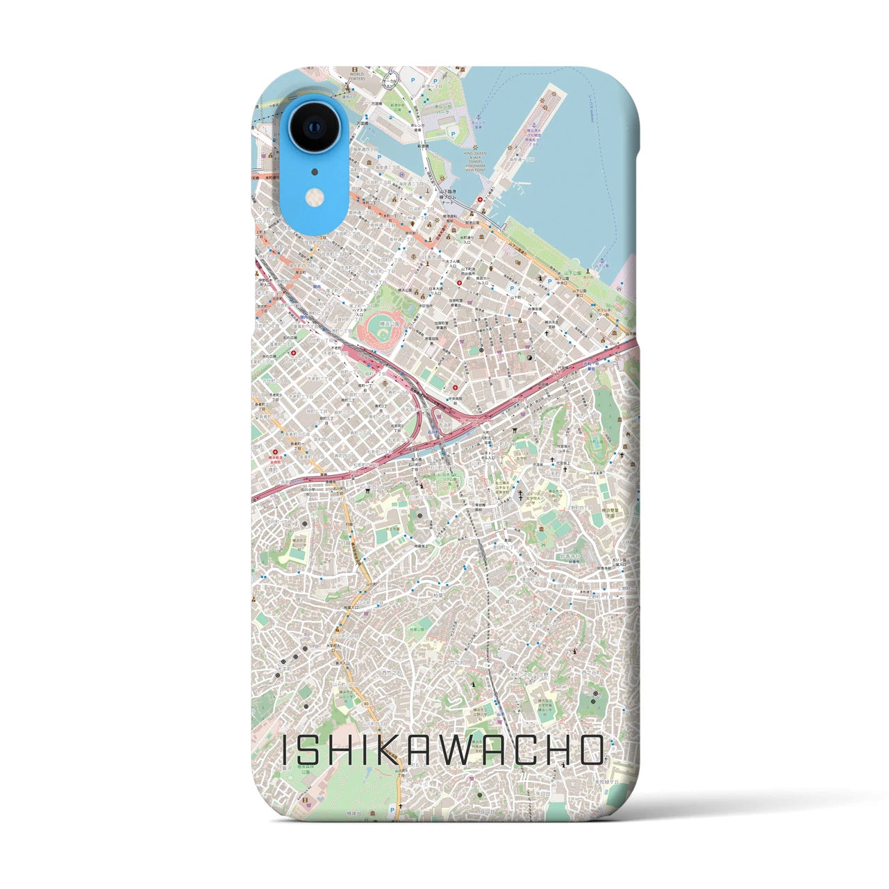 【石川町】地図柄iPhoneケース（バックカバータイプ・ナチュラル）iPhone XR 用
