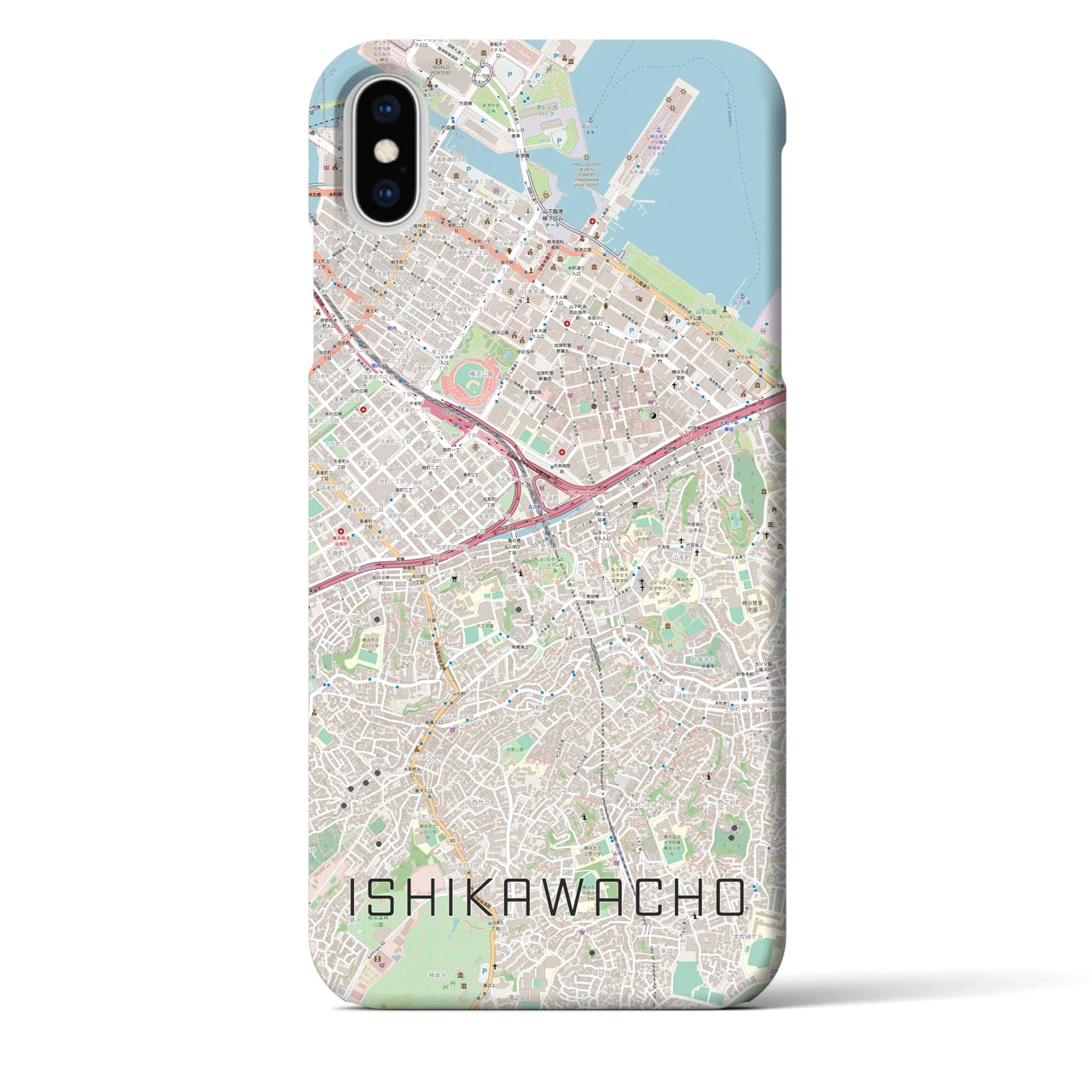 【石川町】地図柄iPhoneケース（バックカバータイプ・ナチュラル）iPhone XS Max 用