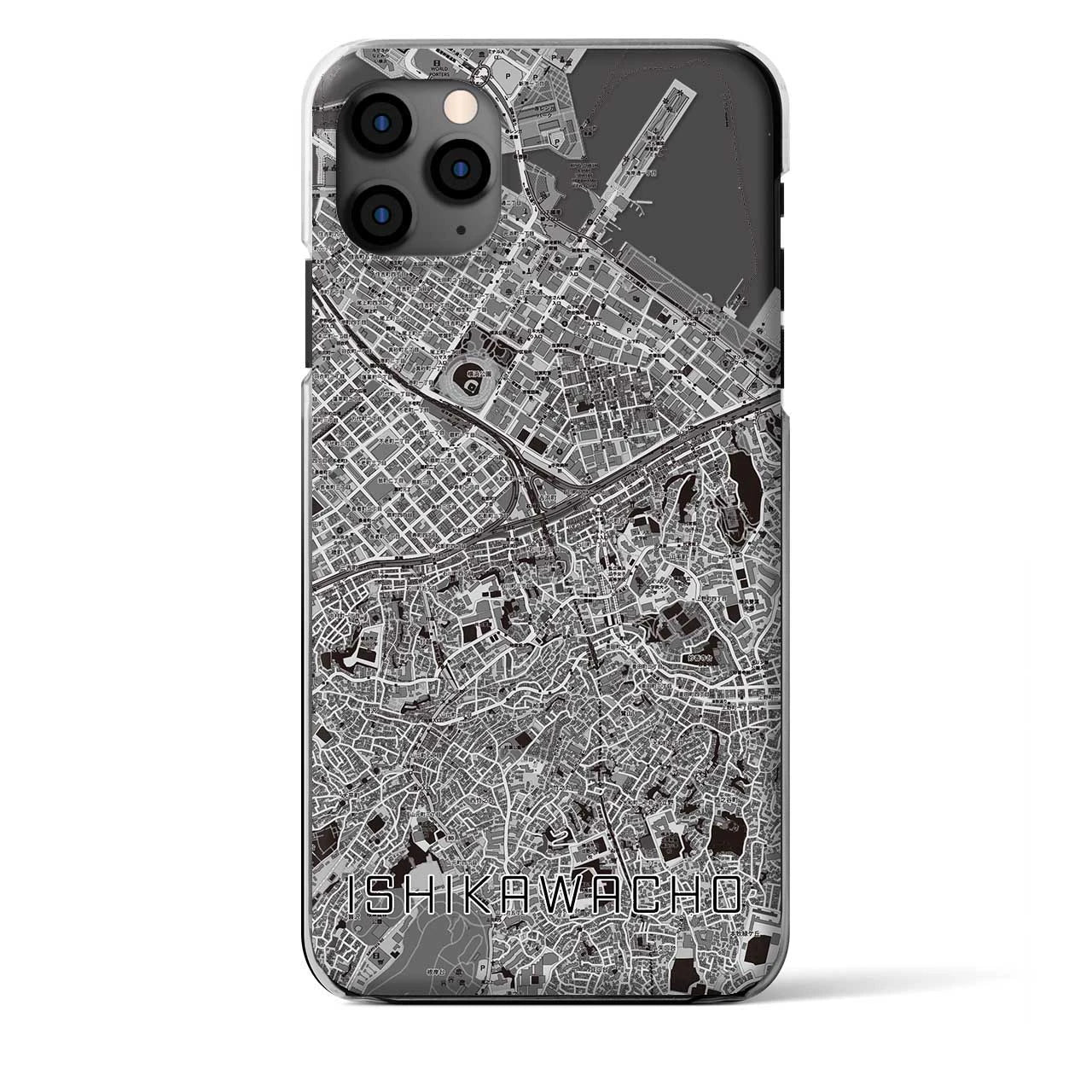 【石川町】地図柄iPhoneケース（クリアタイプ・モノトーン）iPhone 11 Pro Max 用
