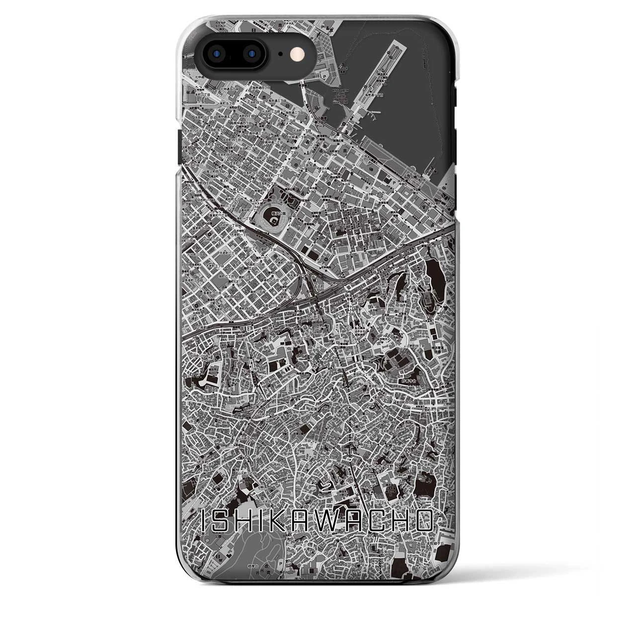 【石川町】地図柄iPhoneケース（クリアタイプ・モノトーン）iPhone 8Plus /7Plus / 6sPlus / 6Plus 用
