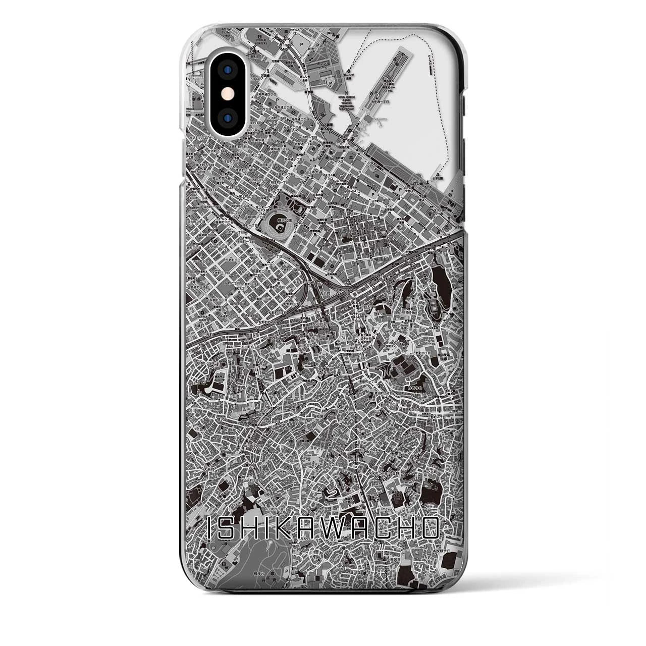 【石川町】地図柄iPhoneケース（クリアタイプ・モノトーン）iPhone XS Max 用