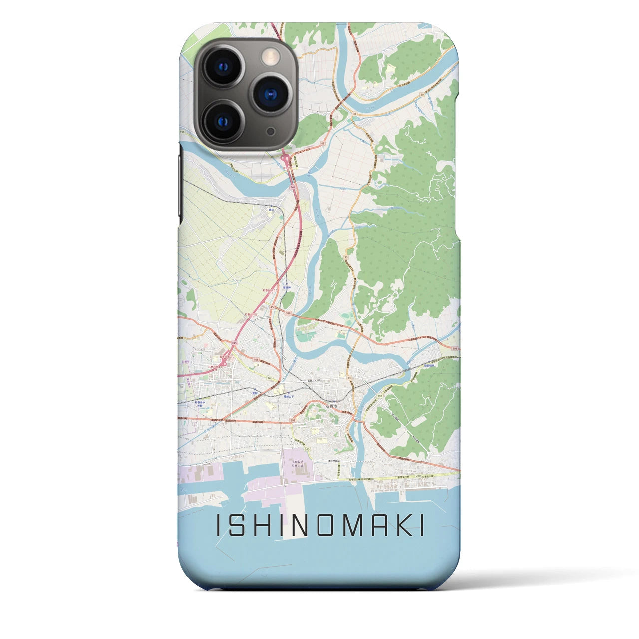 【石巻】地図柄iPhoneケース（バックカバータイプ・ナチュラル）iPhone 11 Pro Max 用