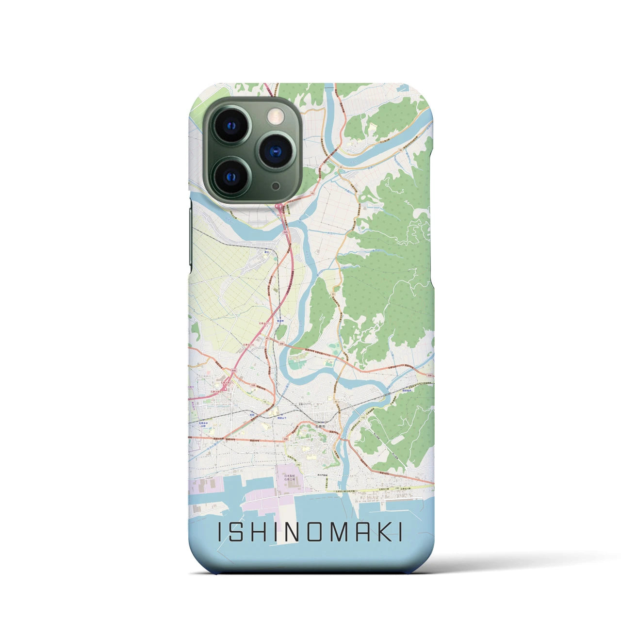 【石巻】地図柄iPhoneケース（バックカバータイプ・ナチュラル）iPhone 11 Pro 用
