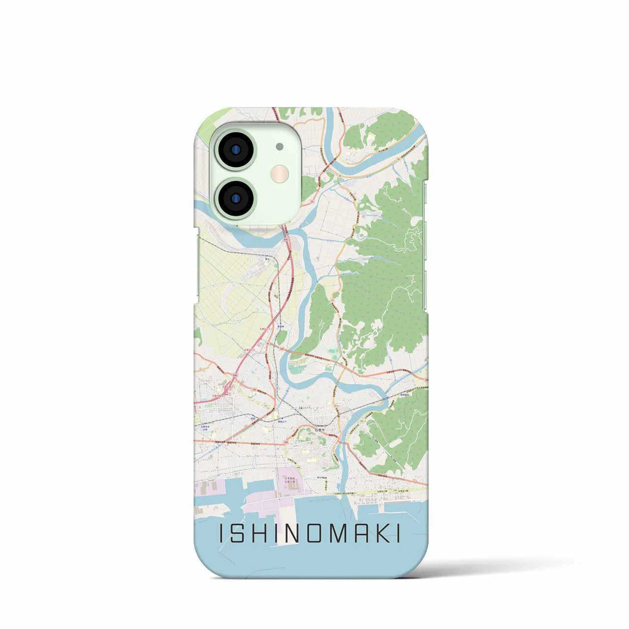 【石巻】地図柄iPhoneケース（バックカバータイプ・ナチュラル）iPhone 12 mini 用