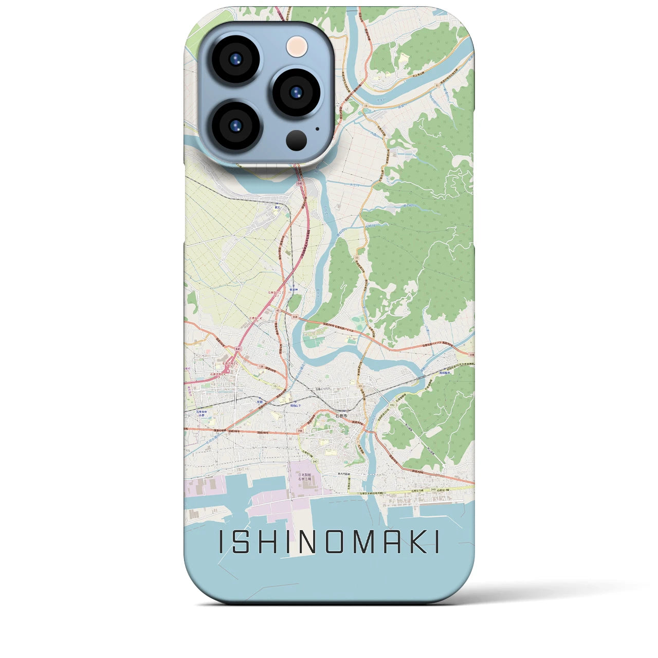 【石巻】地図柄iPhoneケース（バックカバータイプ・ナチュラル）iPhone 13 Pro Max 用