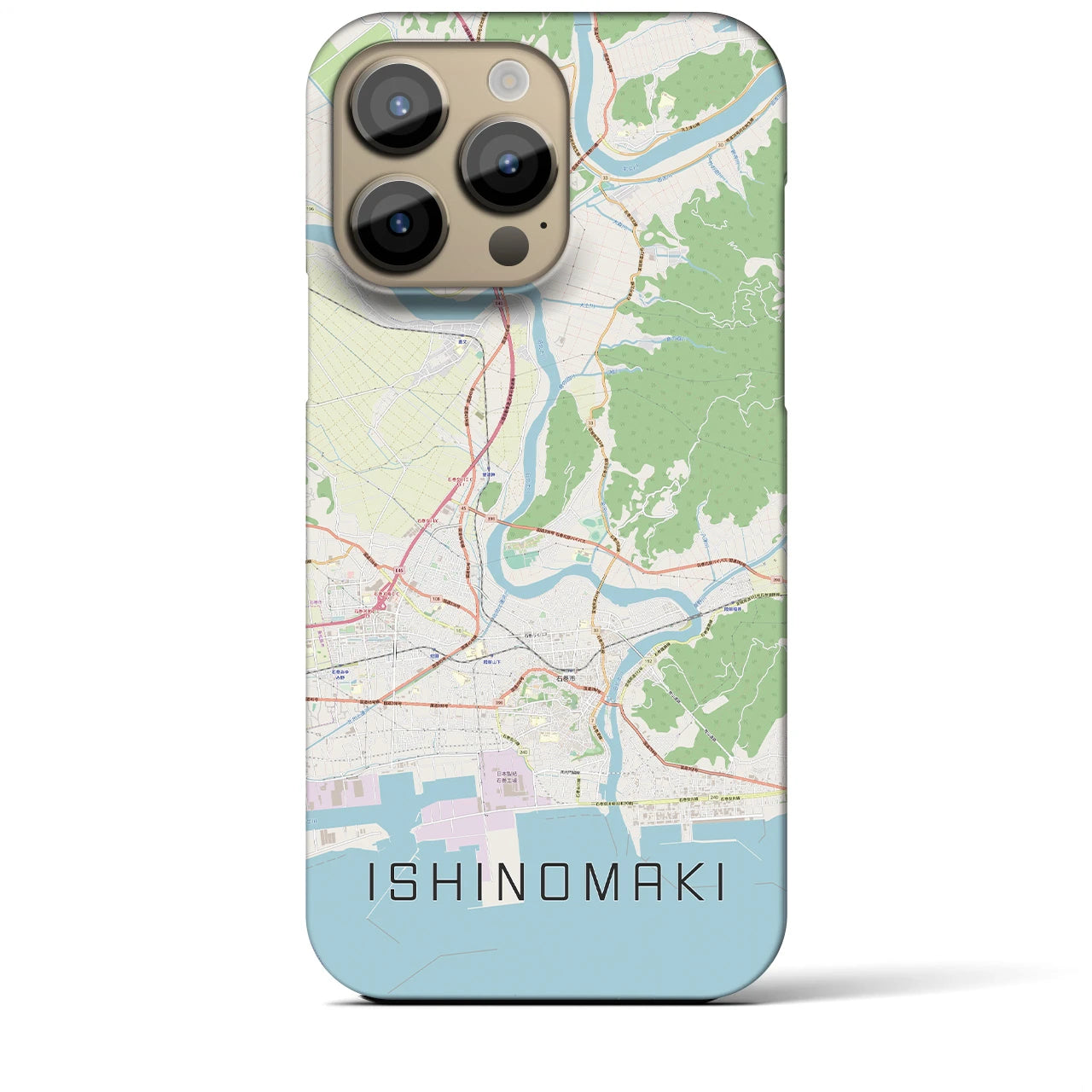 【石巻】地図柄iPhoneケース（バックカバータイプ・ナチュラル）iPhone 14 Pro Max 用