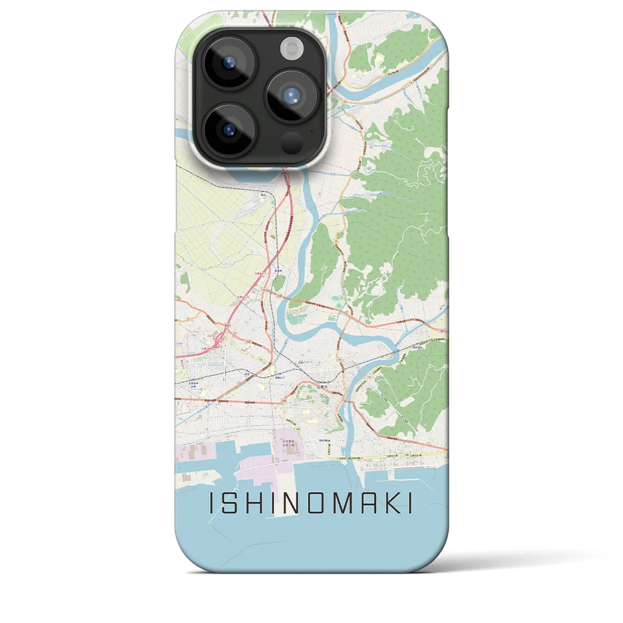 【石巻】地図柄iPhoneケース（バックカバータイプ・ナチュラル）iPhone 15 Pro Max 用