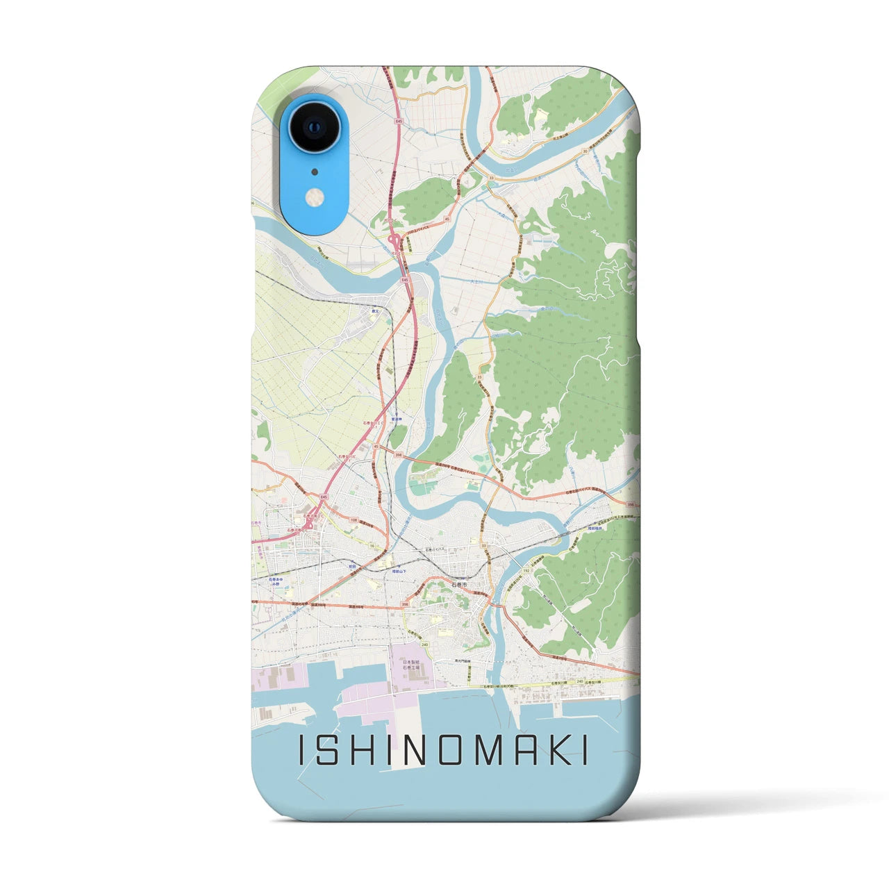 【石巻】地図柄iPhoneケース（バックカバータイプ・ナチュラル）iPhone XR 用