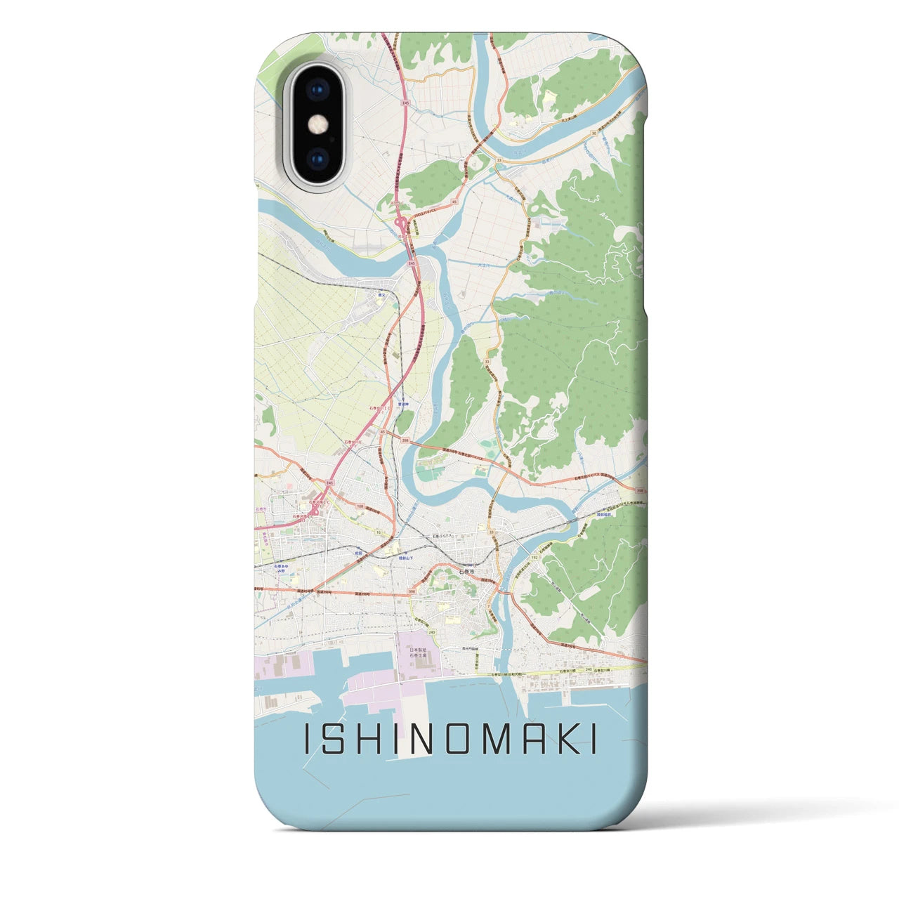 【石巻】地図柄iPhoneケース（バックカバータイプ・ナチュラル）iPhone XS Max 用