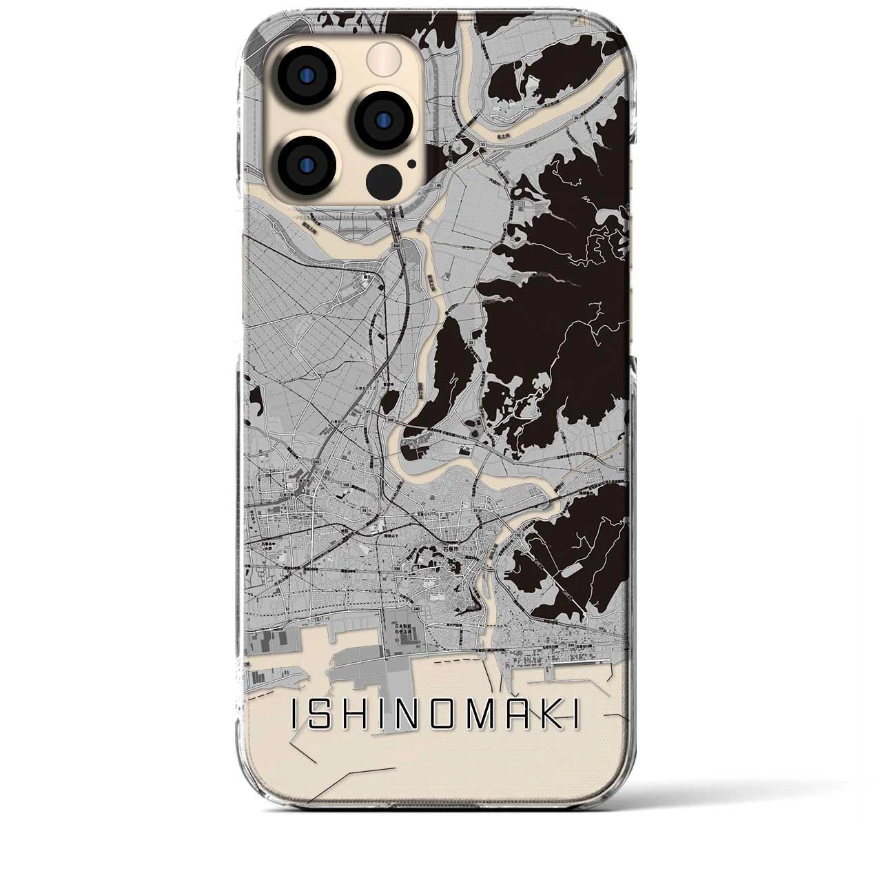 【石巻】地図柄iPhoneケース（クリアタイプ・モノトーン）iPhone 12 Pro Max 用