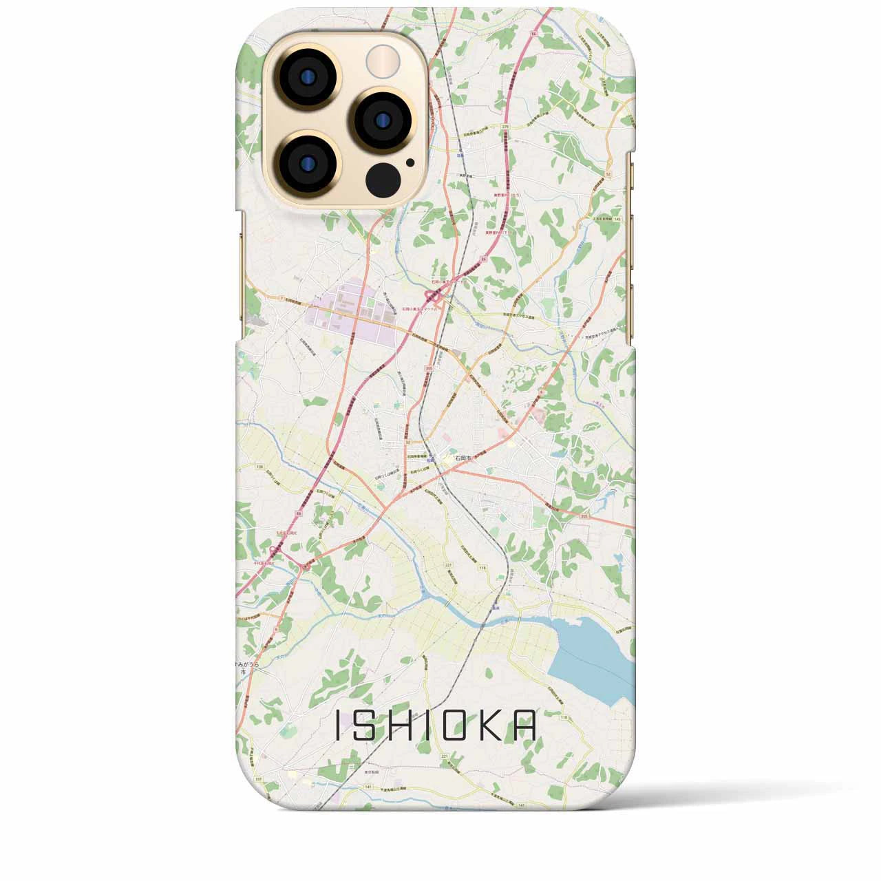 【石岡】地図柄iPhoneケース（バックカバータイプ・ナチュラル）iPhone 12 Pro Max 用