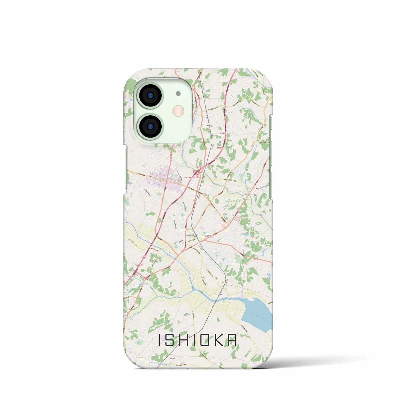 【石岡】地図柄iPhoneケース（バックカバータイプ・ナチュラル）iPhone 12 mini 用