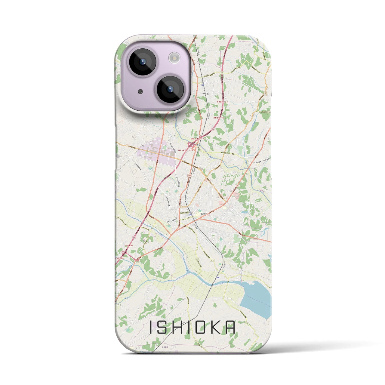 【石岡】地図柄iPhoneケース（バックカバータイプ・ナチュラル）iPhone 14 用