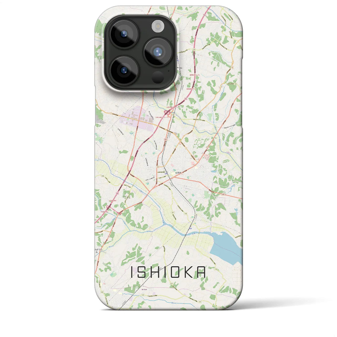 【石岡】地図柄iPhoneケース（バックカバータイプ・ナチュラル）iPhone 15 Pro Max 用