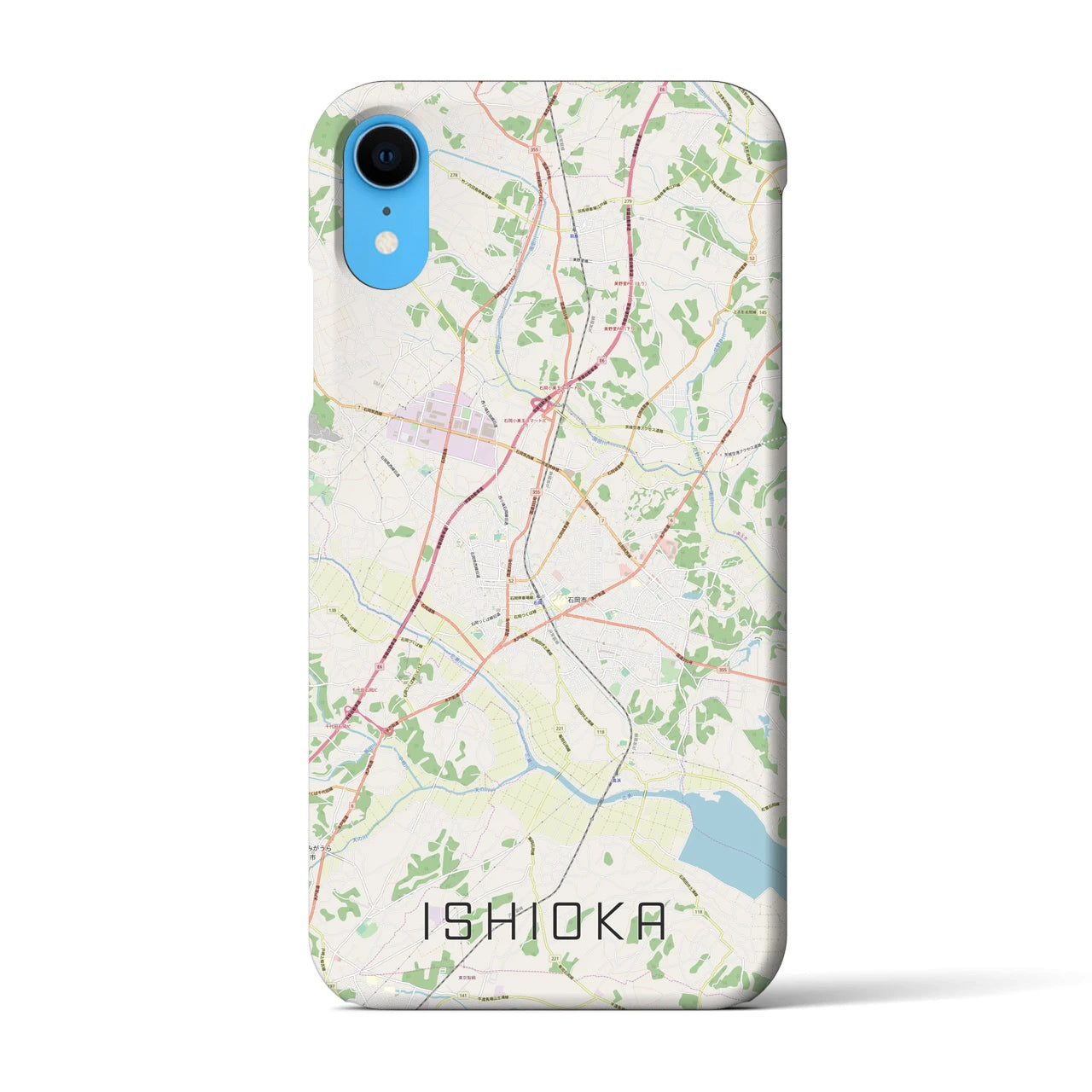 【石岡】地図柄iPhoneケース（バックカバータイプ・ナチュラル）iPhone XR 用