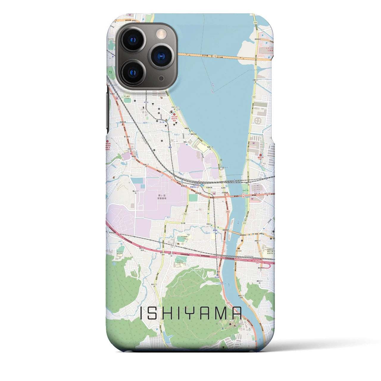 【石山】地図柄iPhoneケース（バックカバータイプ・ナチュラル）iPhone 11 Pro Max 用
