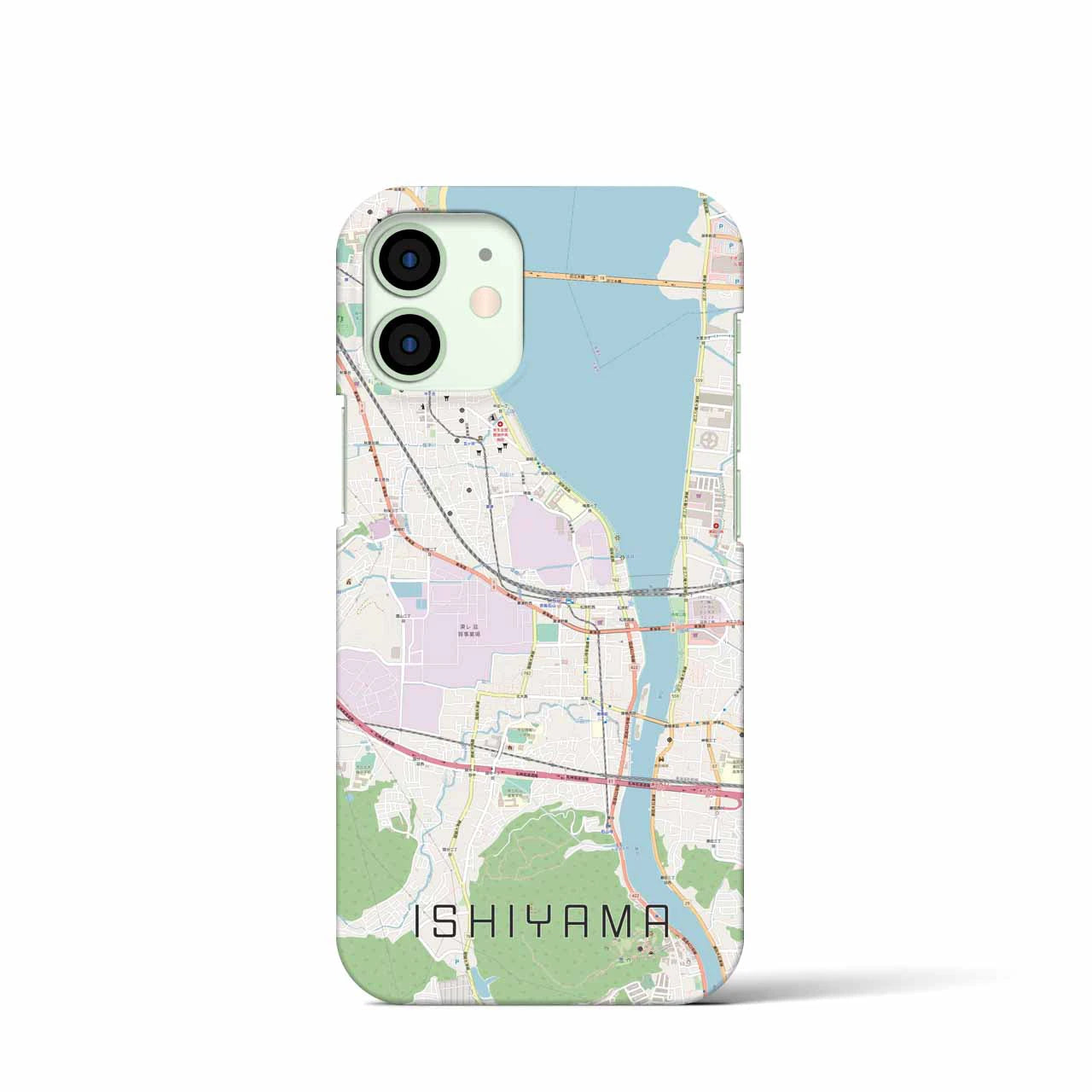 【石山】地図柄iPhoneケース（バックカバータイプ・ナチュラル）iPhone 12 mini 用