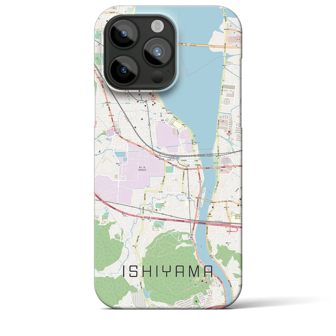 【石山】地図柄iPhoneケース（バックカバータイプ・ナチュラル）iPhone 15 Pro Max 用
