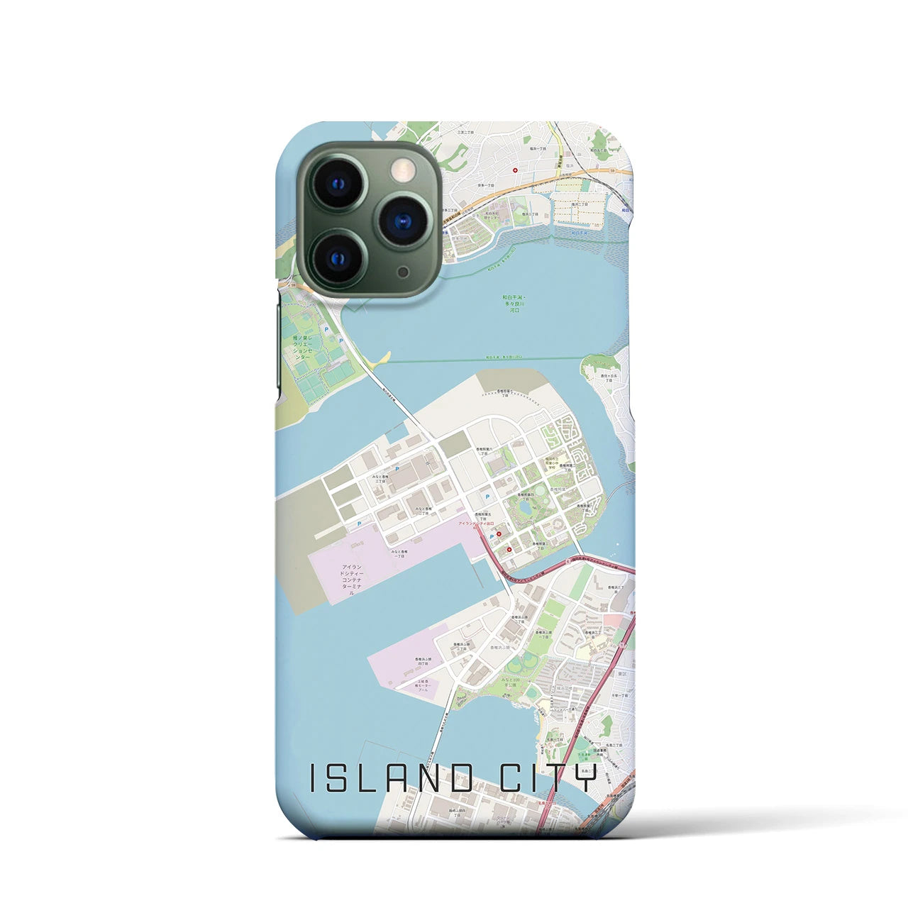 【アイランドシティ】地図柄iPhoneケース（バックカバータイプ・ナチュラル）iPhone 11 Pro 用