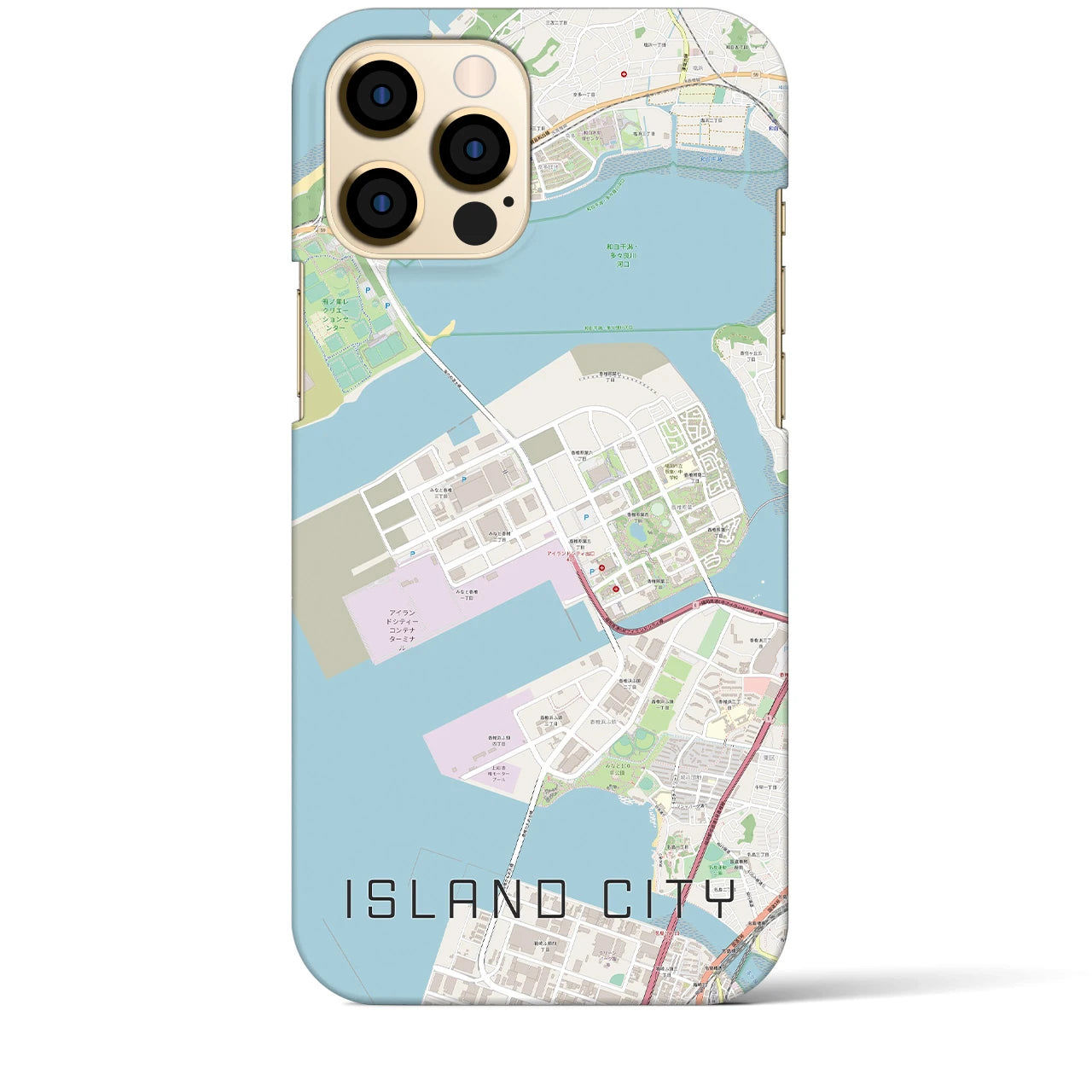 【アイランドシティ】地図柄iPhoneケース（バックカバータイプ・ナチュラル）iPhone 12 Pro Max 用