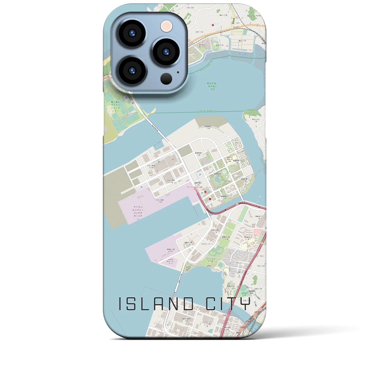 【アイランドシティ】地図柄iPhoneケース（バックカバータイプ・ナチュラル）iPhone 13 Pro Max 用