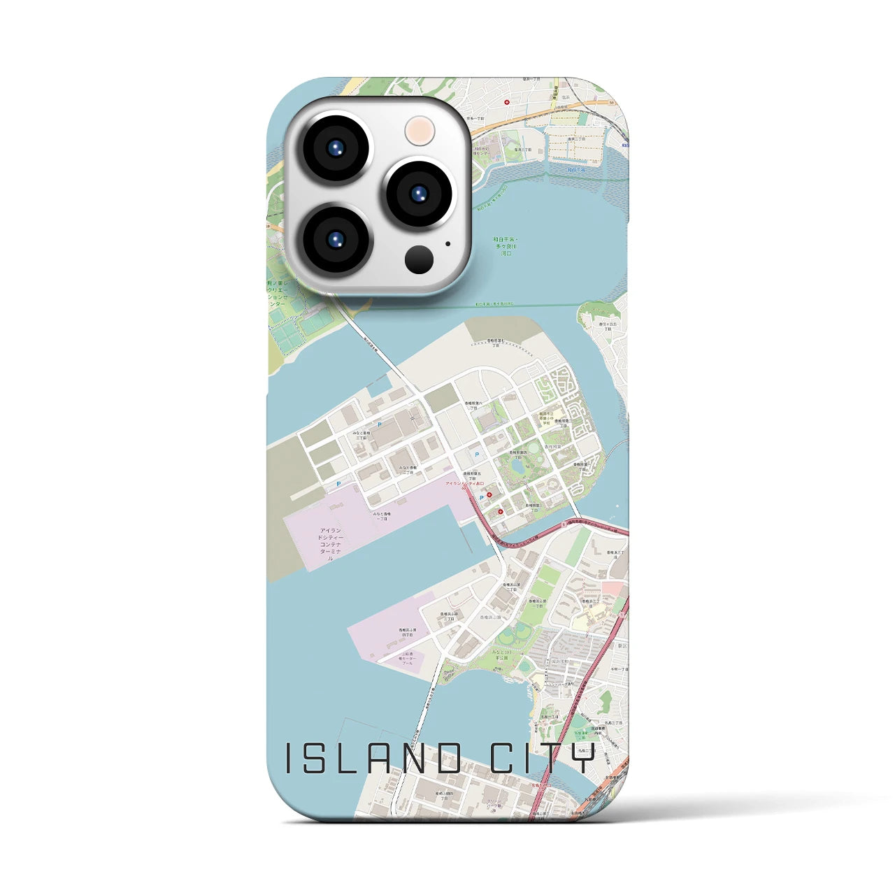 【アイランドシティ】地図柄iPhoneケース（バックカバータイプ・ナチュラル）iPhone 13 Pro 用