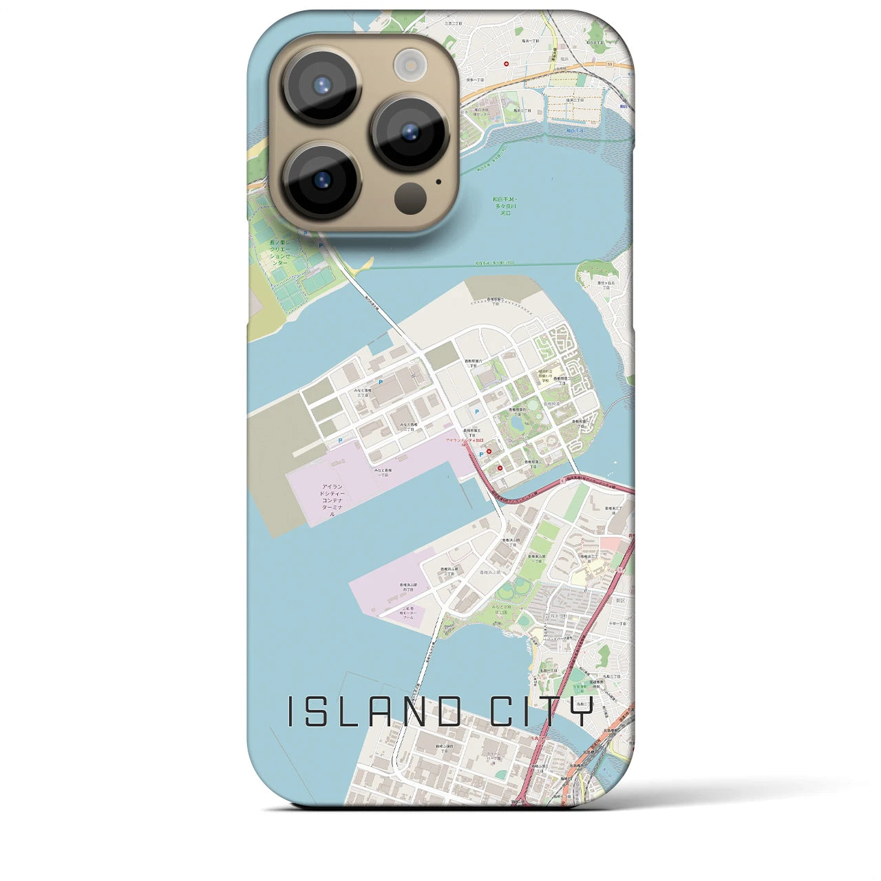 【アイランドシティ】地図柄iPhoneケース（バックカバータイプ・ナチュラル）iPhone 14 Pro Max 用