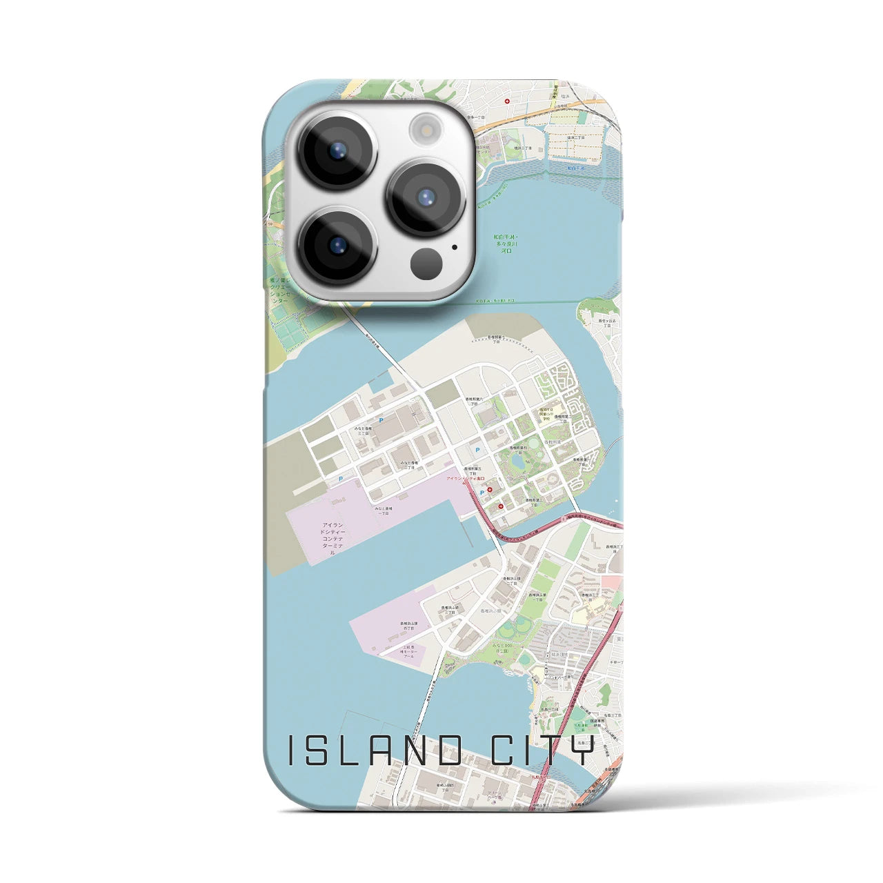 【アイランドシティ】地図柄iPhoneケース（バックカバータイプ・ナチュラル）iPhone 14 Pro 用