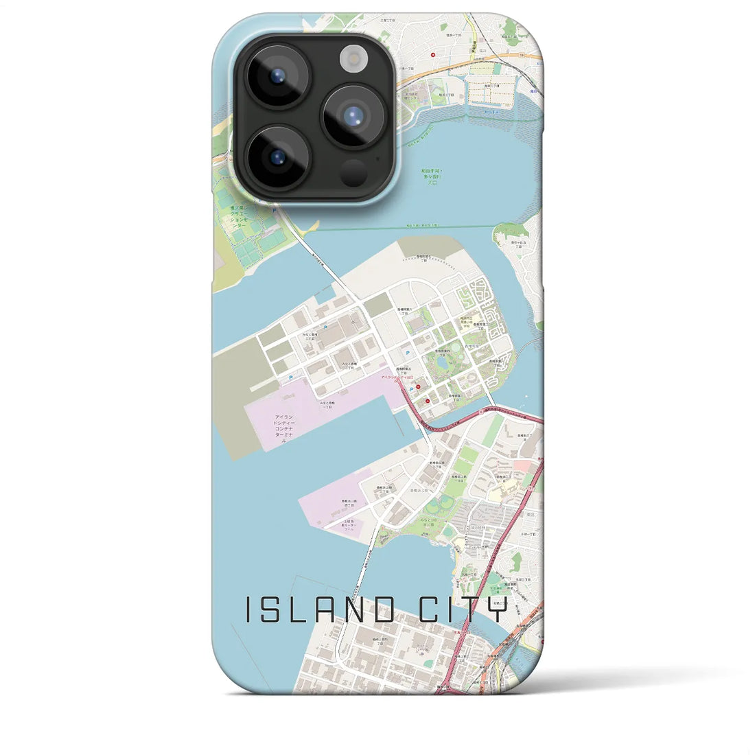 【アイランドシティ】地図柄iPhoneケース（バックカバータイプ・ナチュラル）iPhone 15 Pro Max 用