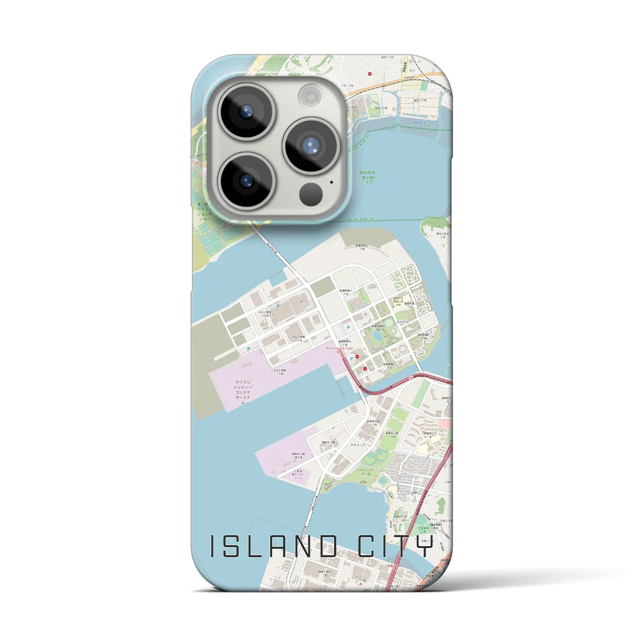 【アイランドシティ】地図柄iPhoneケース（バックカバータイプ・ナチュラル）iPhone 15 Pro 用