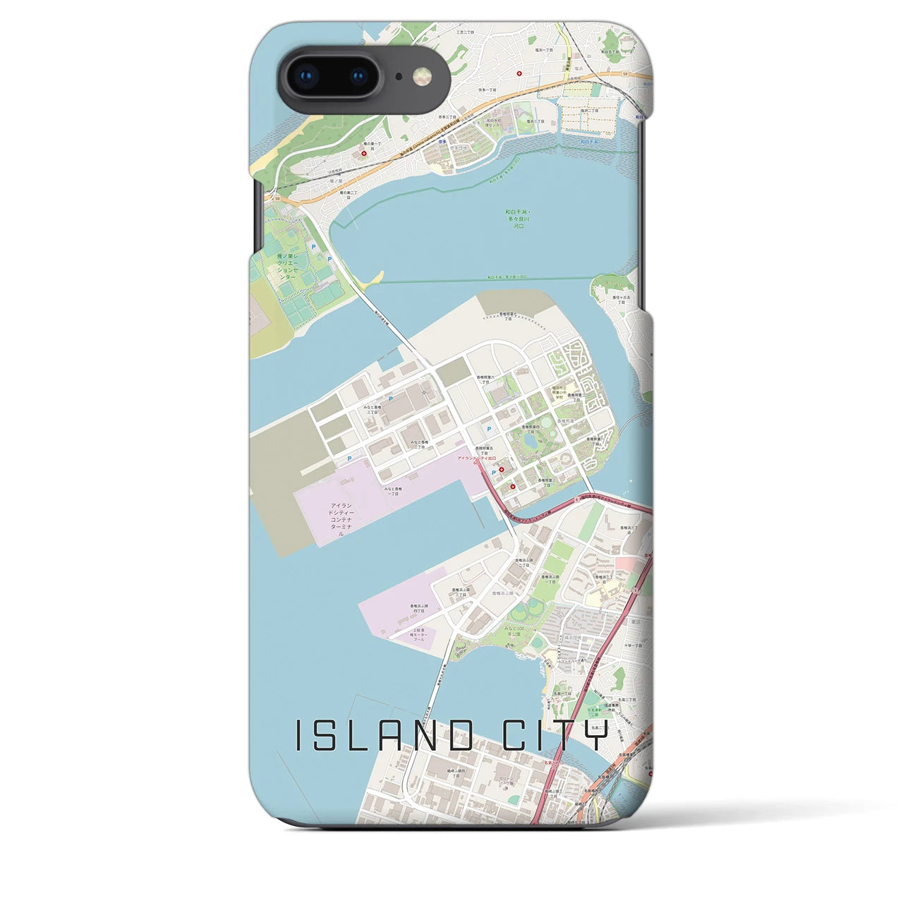 【アイランドシティ】地図柄iPhoneケース（バックカバータイプ・ナチュラル）iPhone 8Plus /7Plus / 6sPlus / 6Plus 用