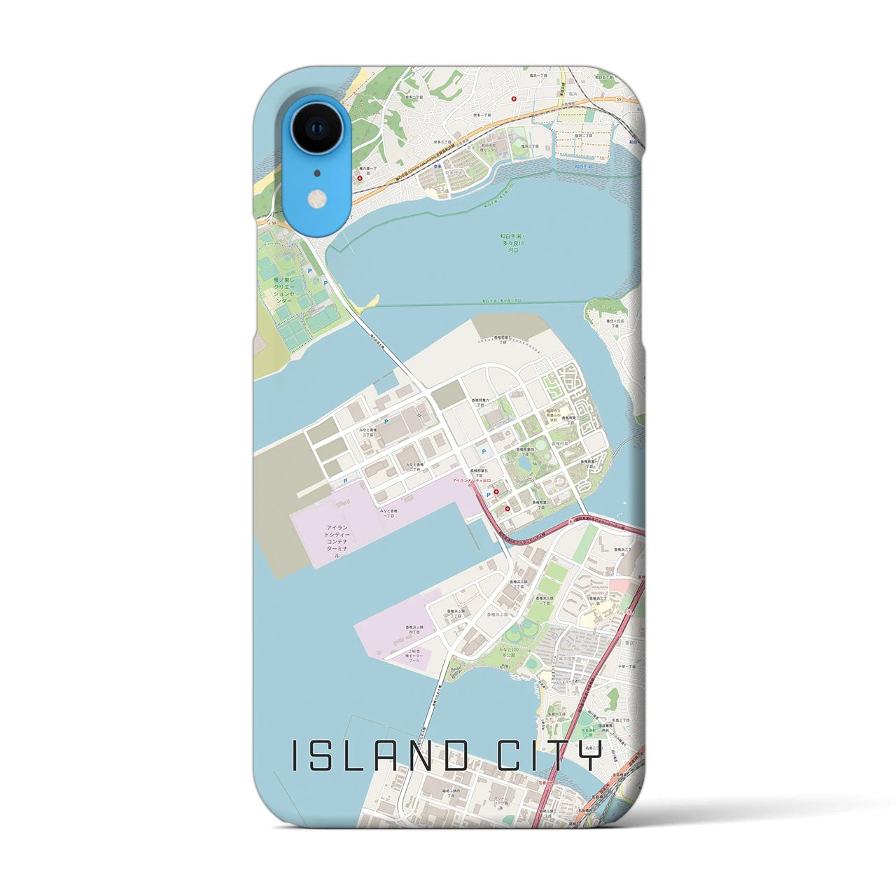 【アイランドシティ】地図柄iPhoneケース（バックカバータイプ・ナチュラル）iPhone XR 用