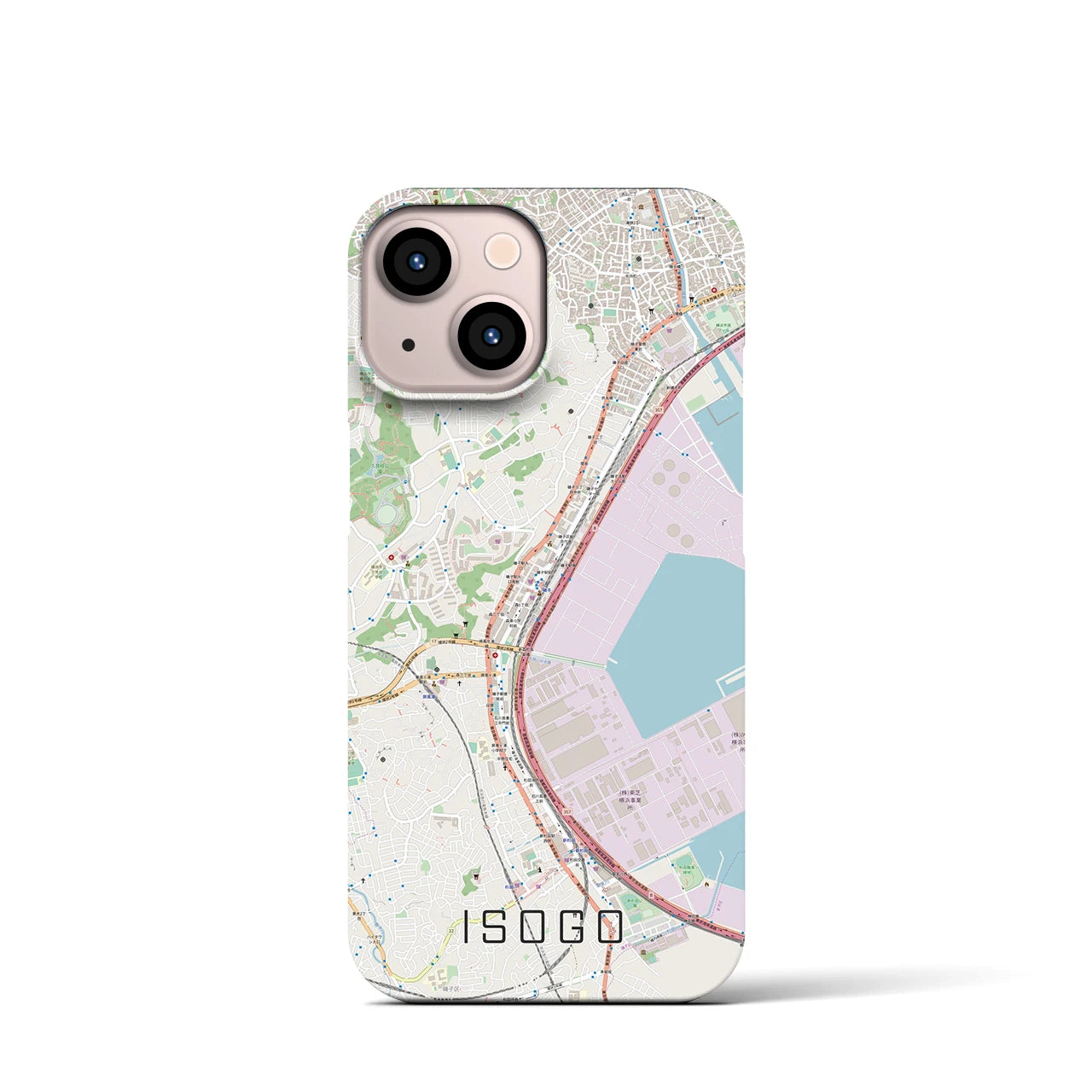 【磯子】地図柄iPhoneケース（バックカバータイプ・ナチュラル）iPhone 13 mini 用