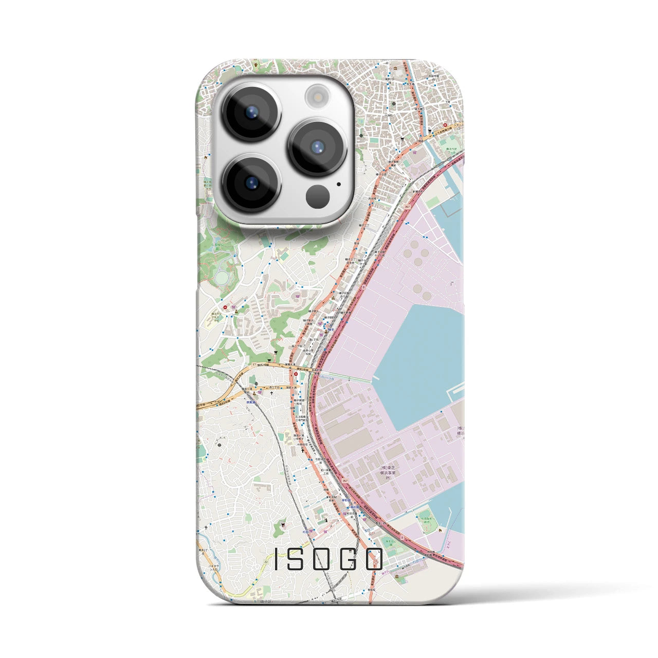 【磯子】地図柄iPhoneケース（バックカバータイプ・ナチュラル）iPhone 14 Pro 用