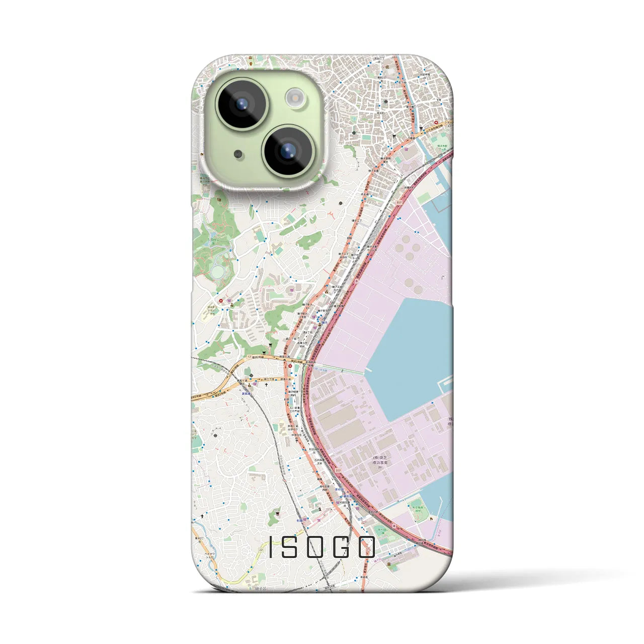【磯子】地図柄iPhoneケース（バックカバータイプ・ナチュラル）iPhone 15 用