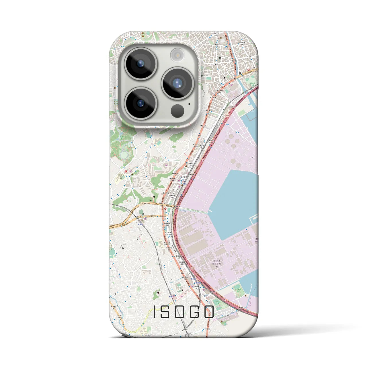 【磯子】地図柄iPhoneケース（バックカバータイプ・ナチュラル）iPhone 15 Pro 用