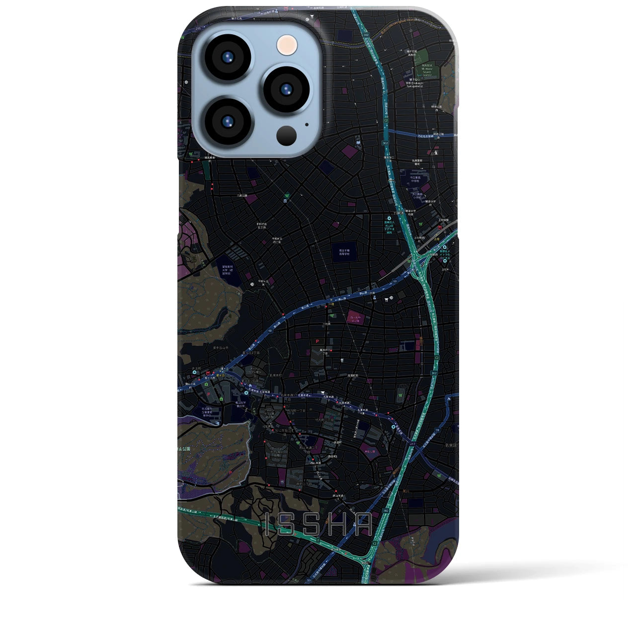 【一社】地図柄iPhoneケース（バックカバータイプ・ブラック）iPhone 13 Pro Max 用