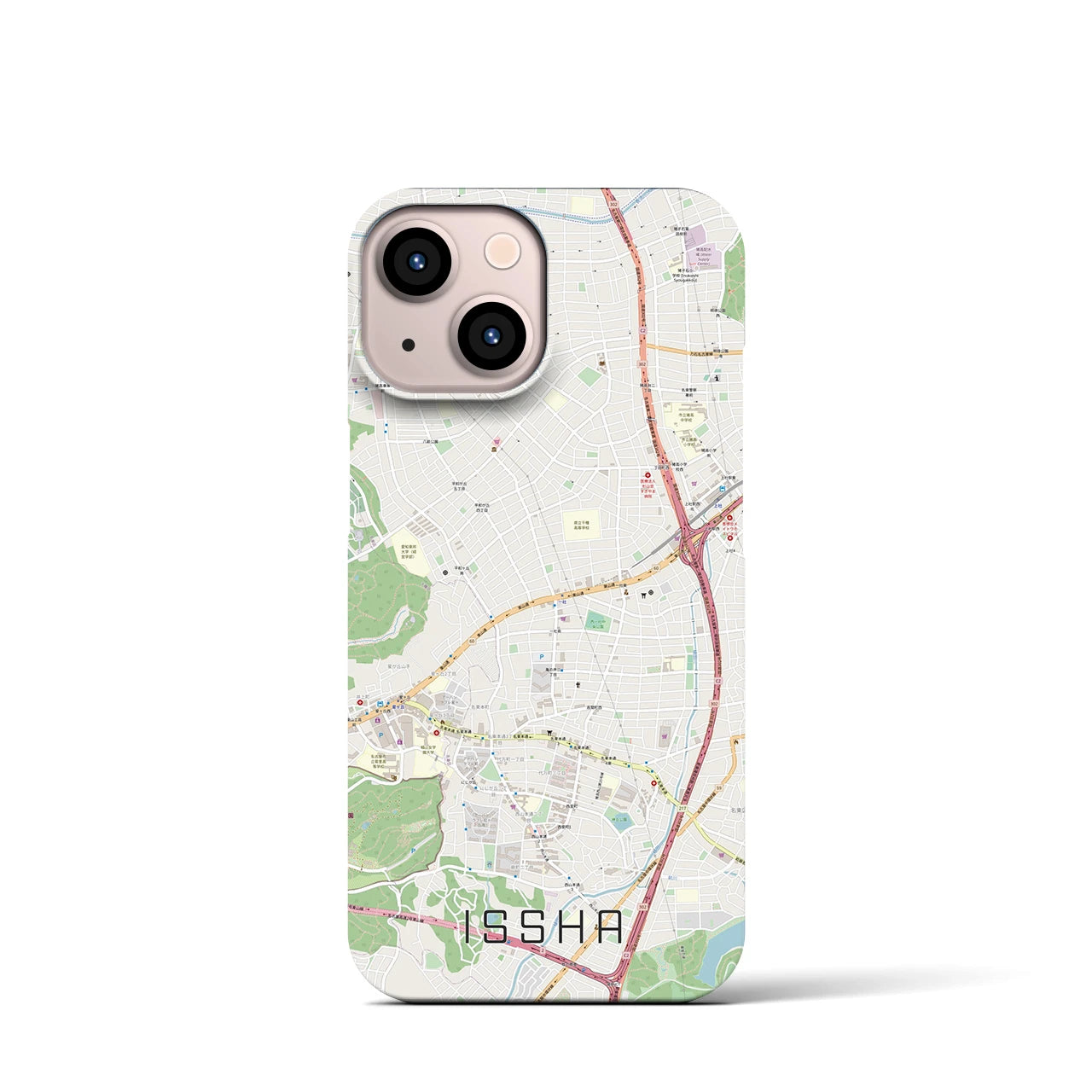 【一社】地図柄iPhoneケース（バックカバータイプ・ナチュラル）iPhone 13 mini 用
