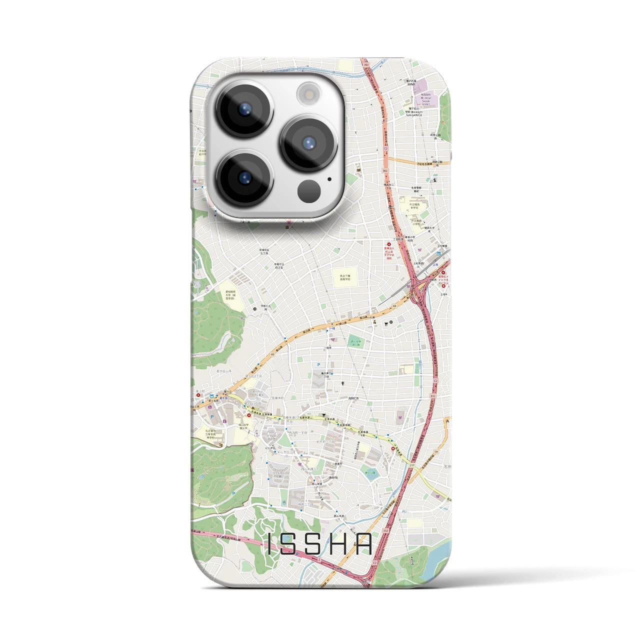 【一社】地図柄iPhoneケース（バックカバータイプ・ナチュラル）iPhone 14 Pro 用