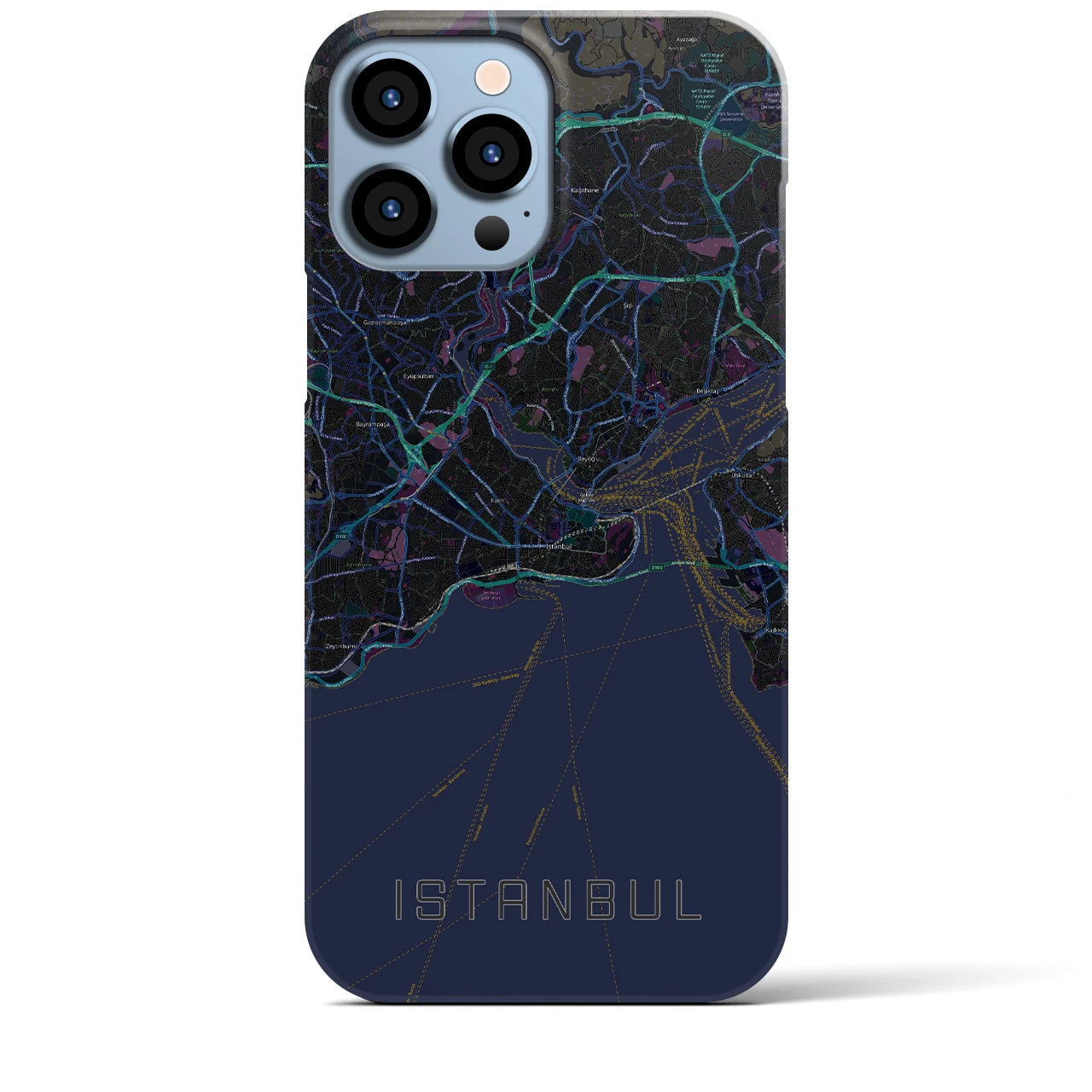 【イスタンブール】地図柄iPhoneケース（バックカバータイプ・ブラック）iPhone 13 Pro Max 用
