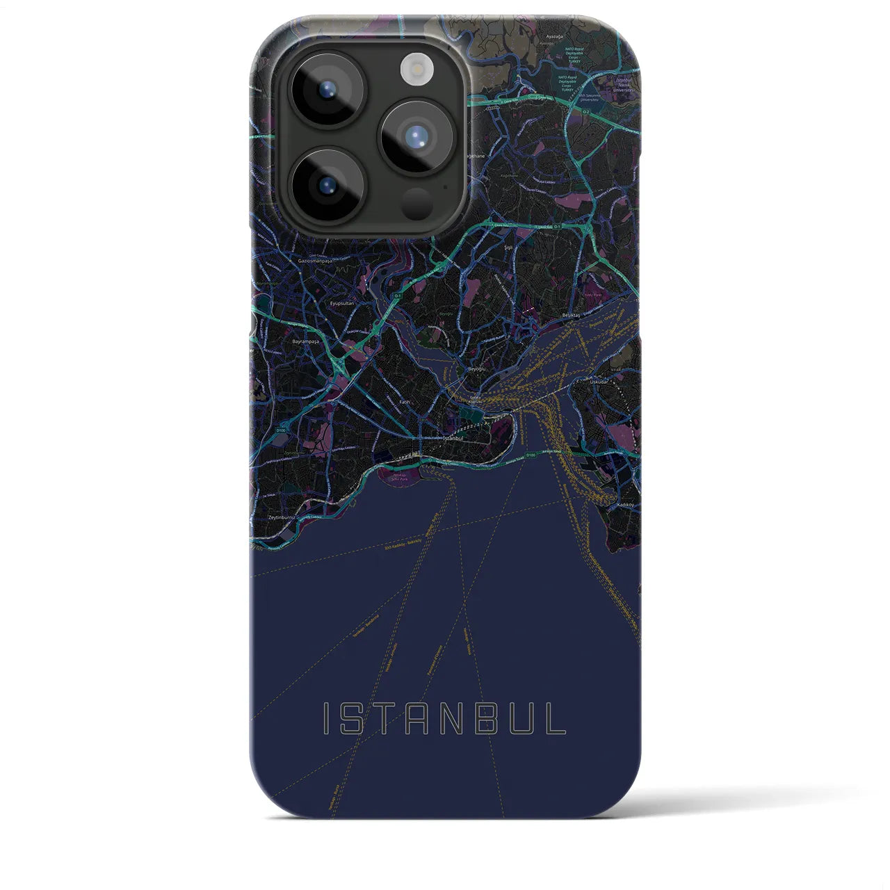 【イスタンブール】地図柄iPhoneケース（バックカバータイプ・ブラック）iPhone 15 Pro Max 用