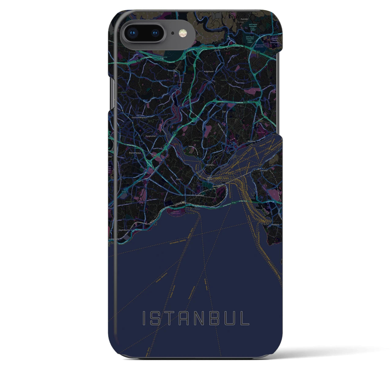 【イスタンブール】地図柄iPhoneケース（バックカバータイプ・ブラック）iPhone 8Plus /7Plus / 6sPlus / 6Plus 用