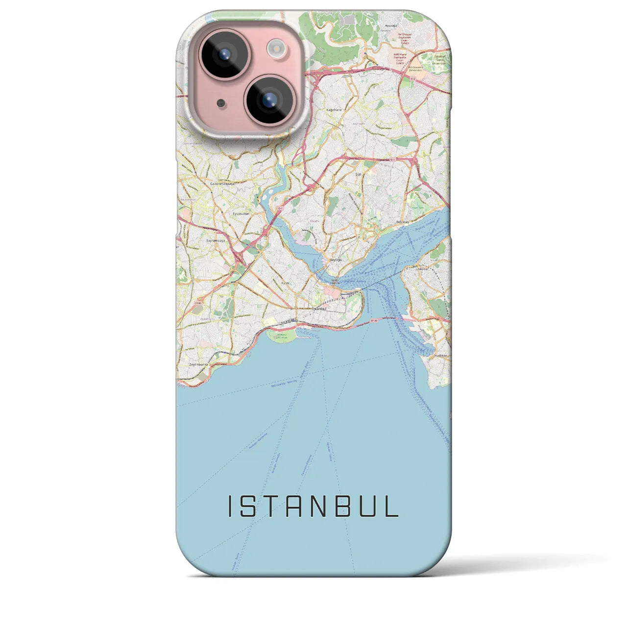 【イスタンブール】地図柄iPhoneケース（バックカバータイプ・ナチュラル）iPhone 15 Plus 用